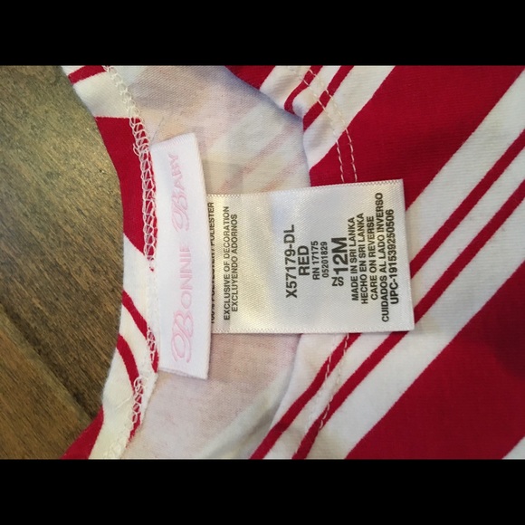 Bonnie 12M Candy Cane Christmas Holiday Dress bow - Picture 3 of 6